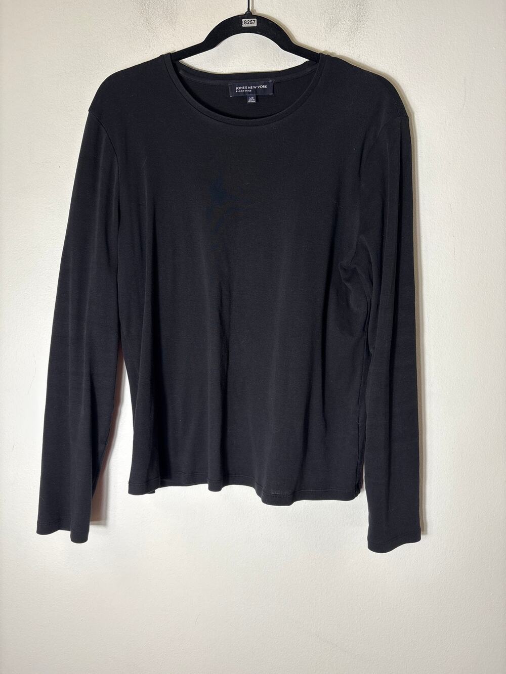 Jones New York Black Long Sleeve Elevated Tee Shirt Sz L